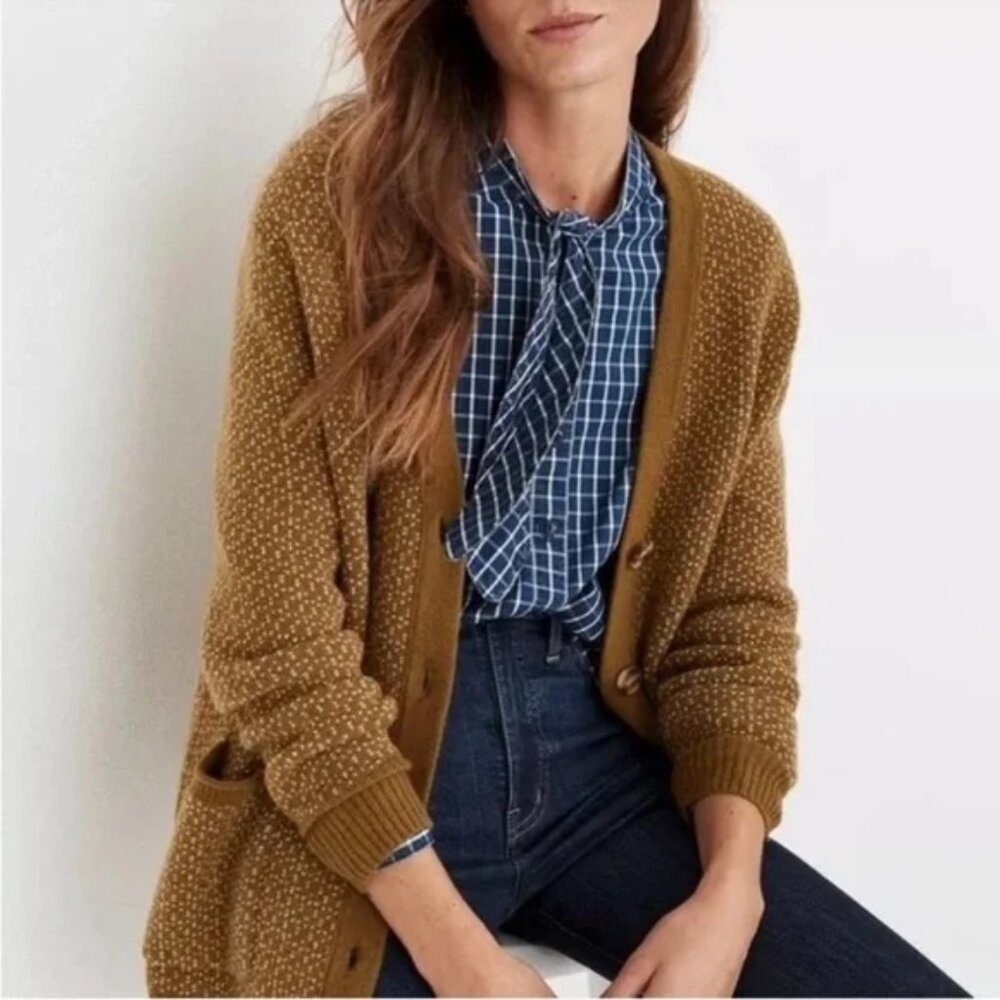 Madewell Bird's Eye Maysfield Cardigan, L